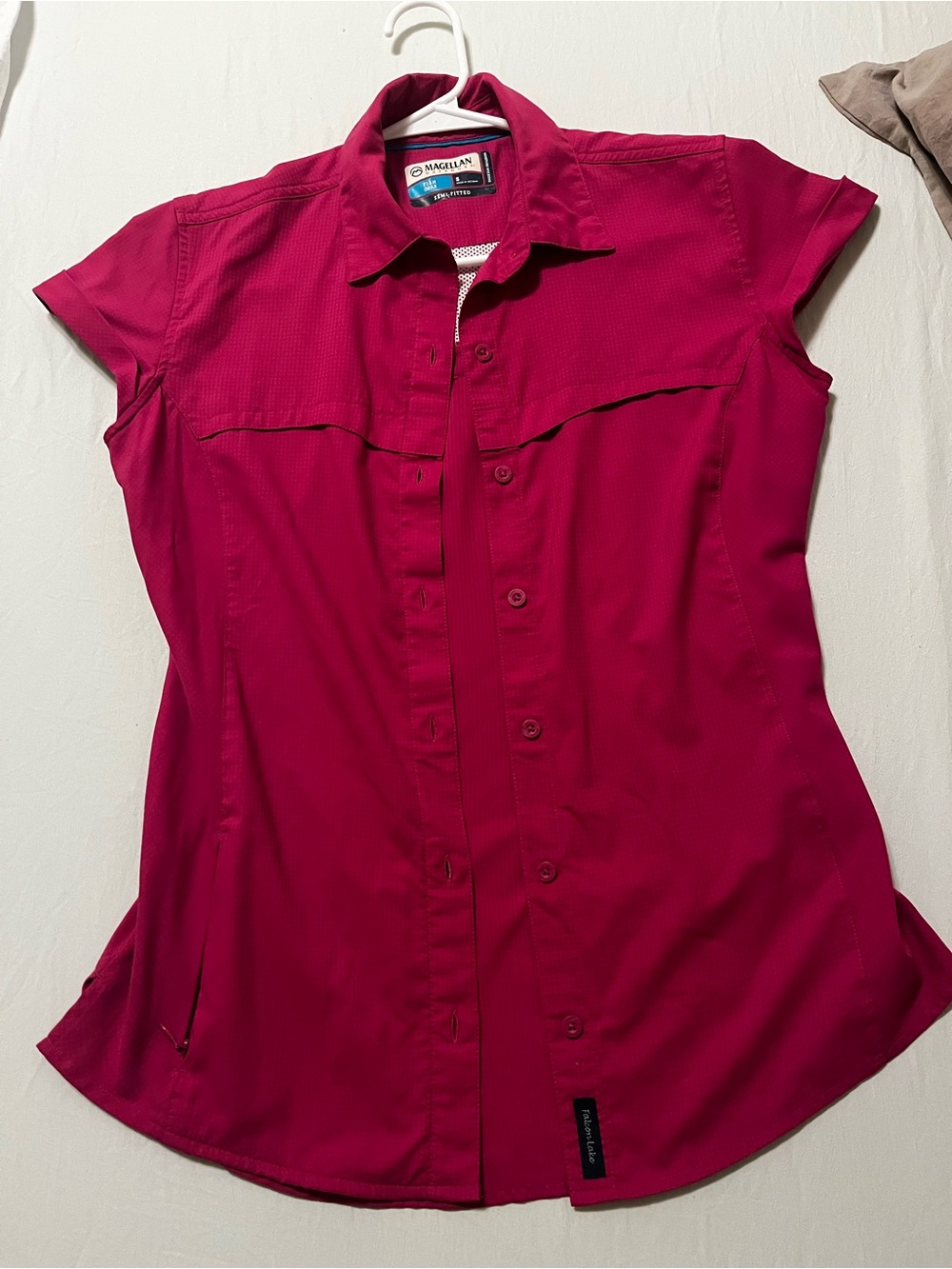 Magellan Outdoors Women's Raspberry Button-Front Short Sleeve Shirt